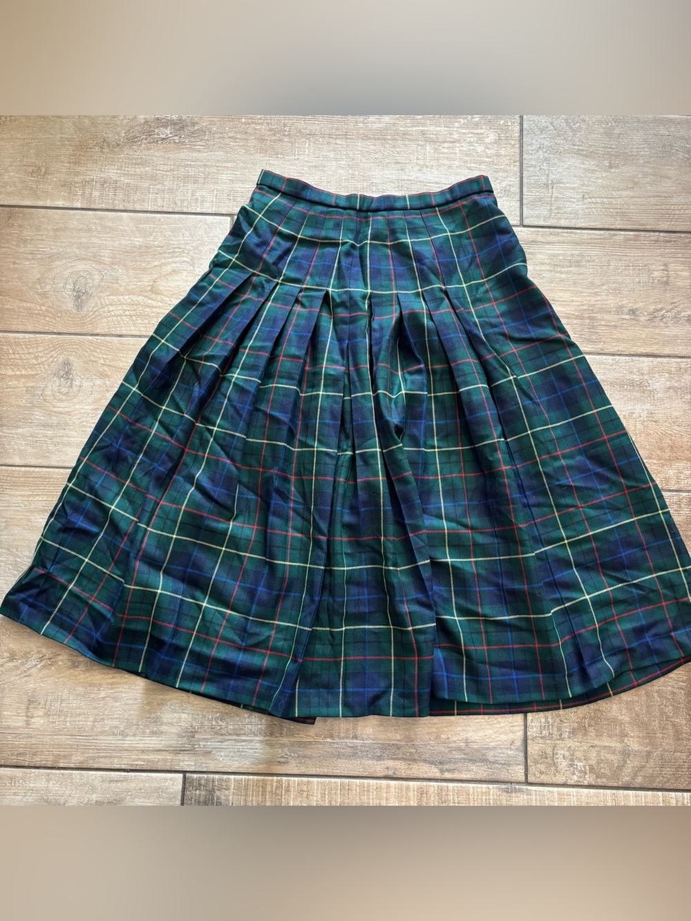 Vintage Pendleton Signature Tartan 100% Wool Pleated Plaid Skirt Midi Womens 12